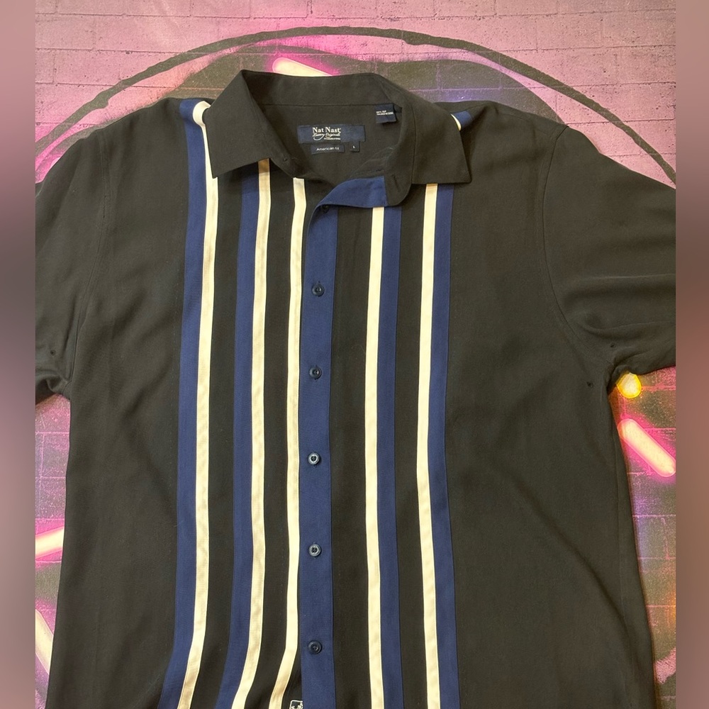Nat Nast Luxury Originals Men Size Large Retro Bowling Shirt American Fit